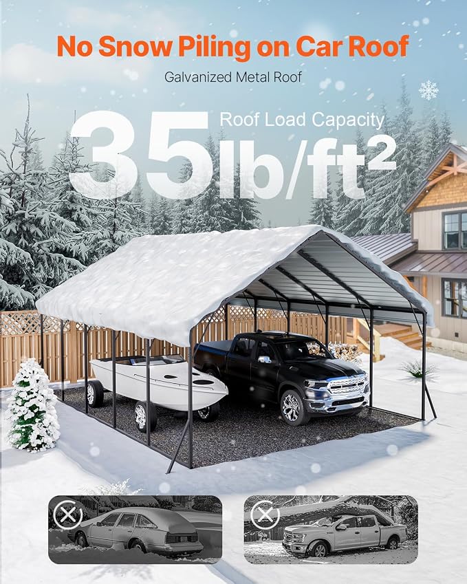 VEVOR 20x24 ft Heavy Duty Metal Carport, Outdoor Car Shelter - Image 4