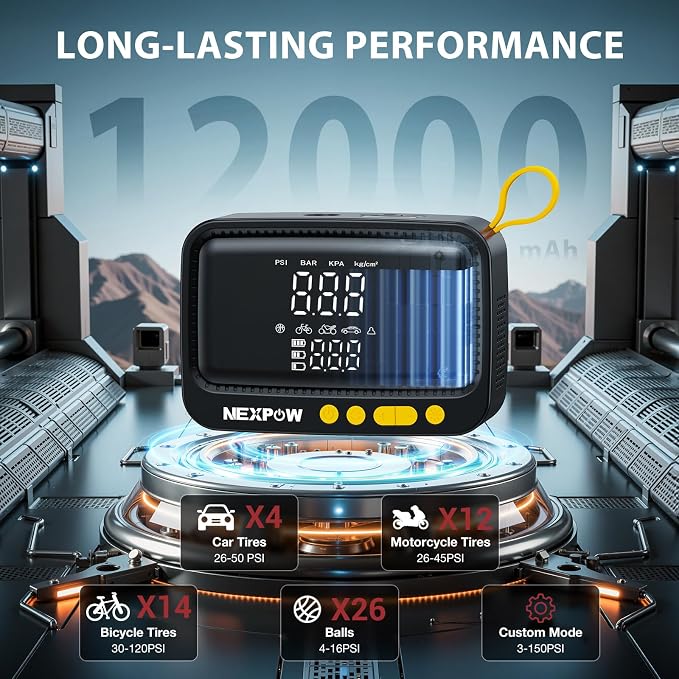 NEXPOW Tire Inflator Portable Air Compressor, 150 PSI Cordless Air Pump - Image 3