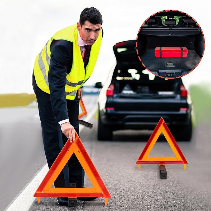 AYKRM 3Pack Car Warning Triangle Heavy Reflective Warning Road Safety Triangle - Image 4