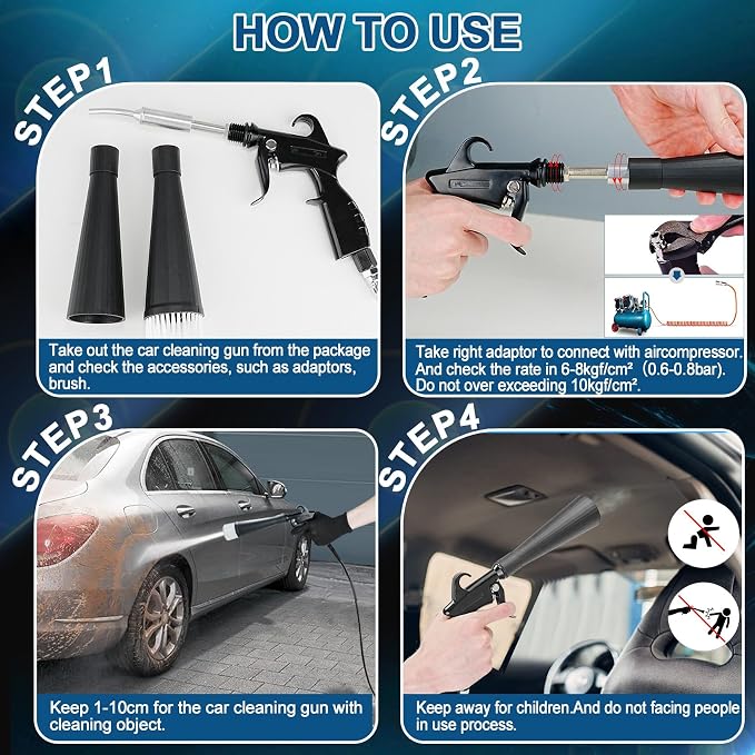 Detailing Car Cleaning Gun Interior Dryer Air Blow Gun, High Pressure Blower Gun - Image 4