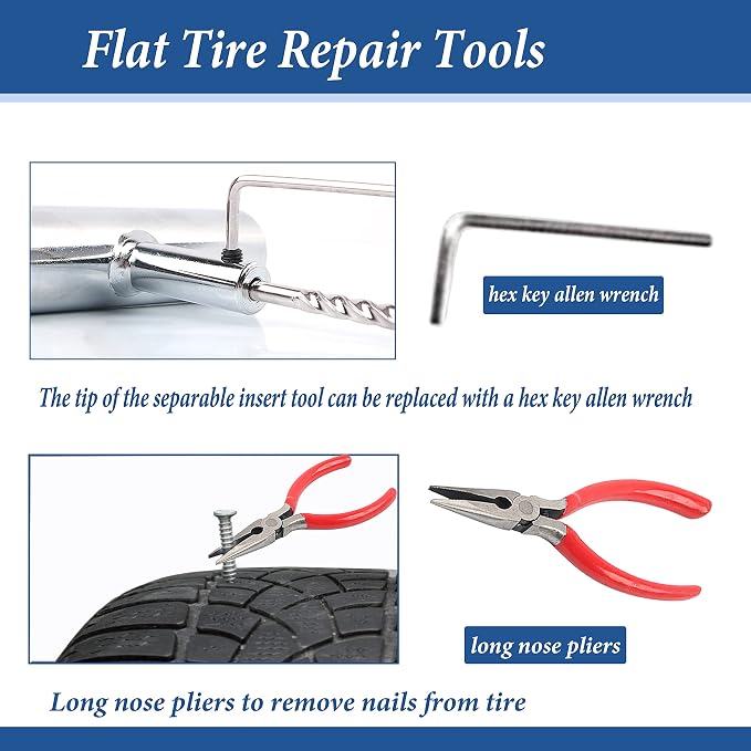Tire Repair Kit, Universal Tire Repair Tools Flat Tire Puncture Repair - Image 3