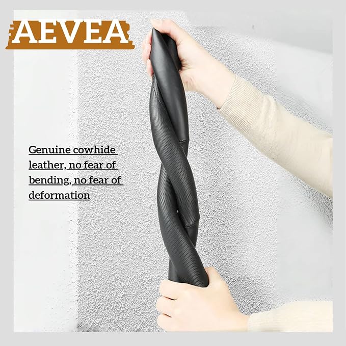 Cowhide Steering Wheel Cover Heat Resistant Anti-Slip Car Wheel Wrap Compatible - Image 7