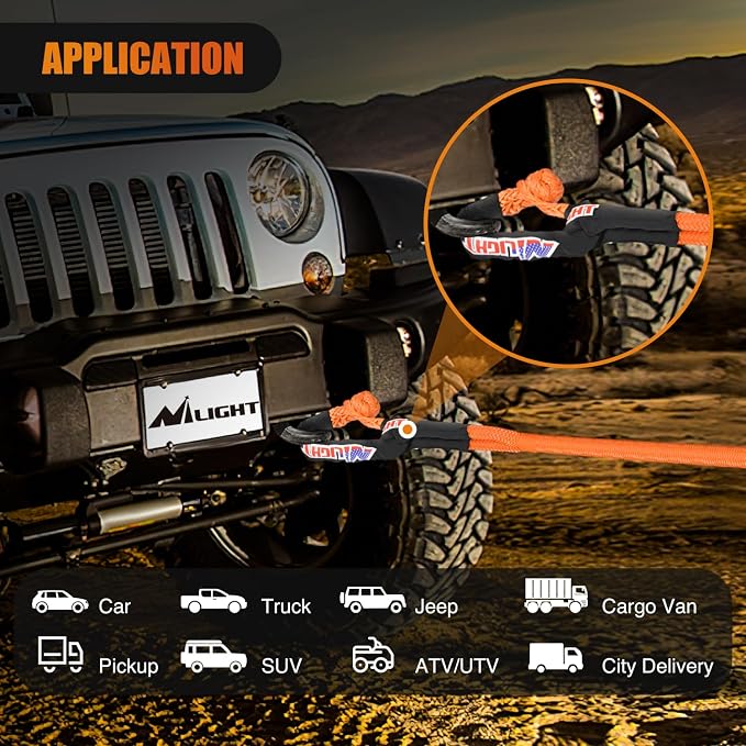 Nilight Kinetic Recovery Tow Rope Kit - Image 9
