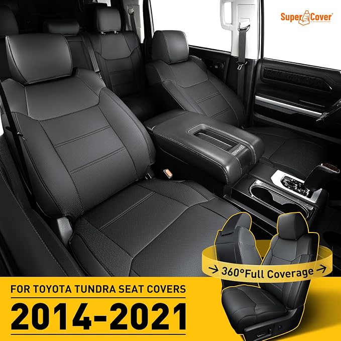 Super Cover for Toyota Tundra Seat Covers 2014-2021, Full Covered Black Seat - Image 9