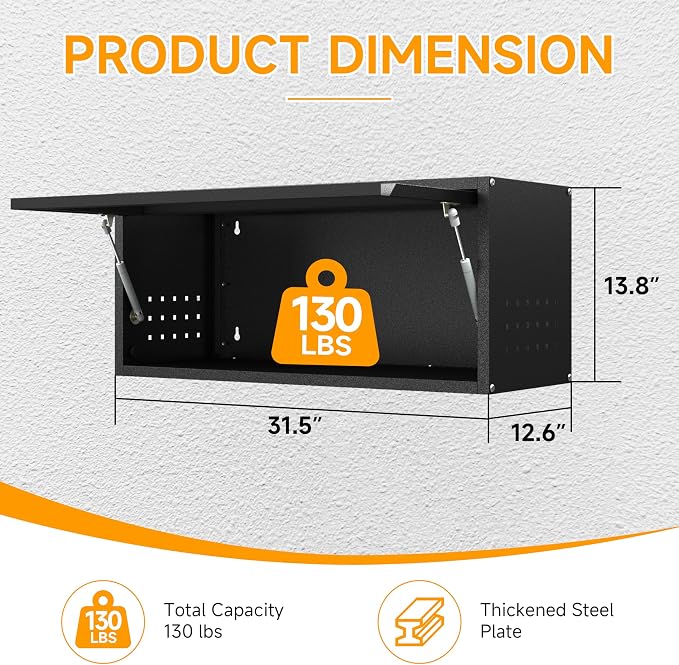 Metal Garage Wall Cabinet with Doors Side with Holes, Wall Mounted Metal - Image 3