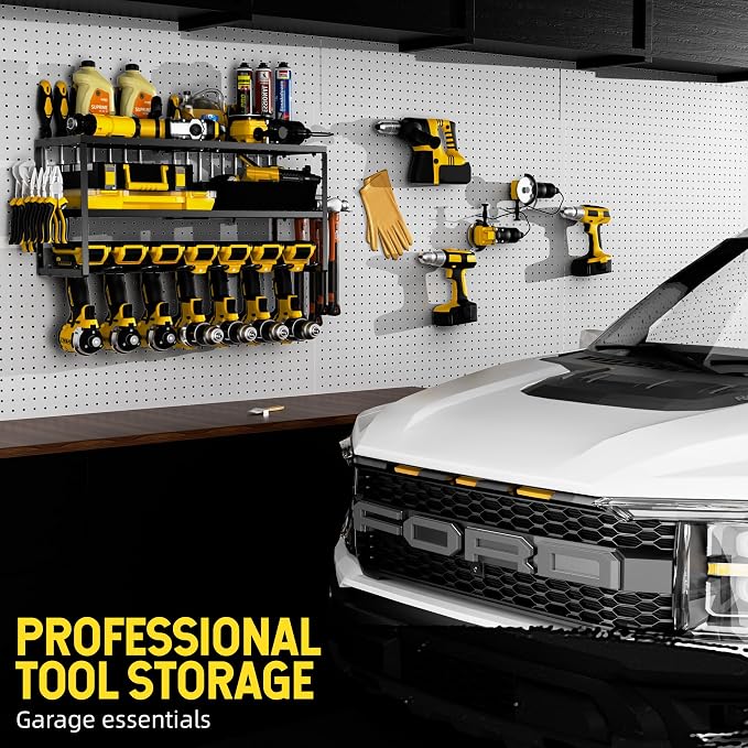 Power Tool Organizer-7 Drill Holder Wall Mount, Garage Organization Storage - Image 2