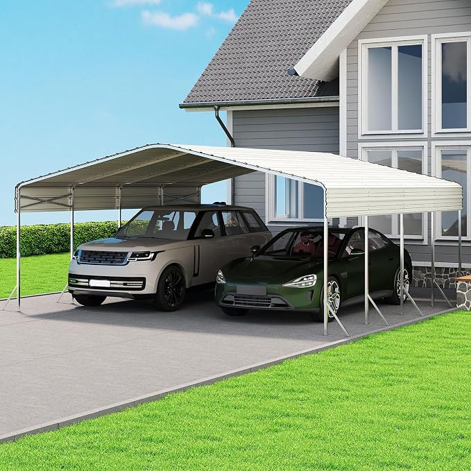 20x20' Heavy Duty Metal Carport – Sturdy Structure, All-Weather Protection by dgedby