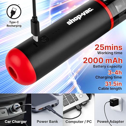 Shop-Vac Car Vacuum Cordless, 14000Pa 2-in-1 Blow/Suction Portable Air Duster - Image 3