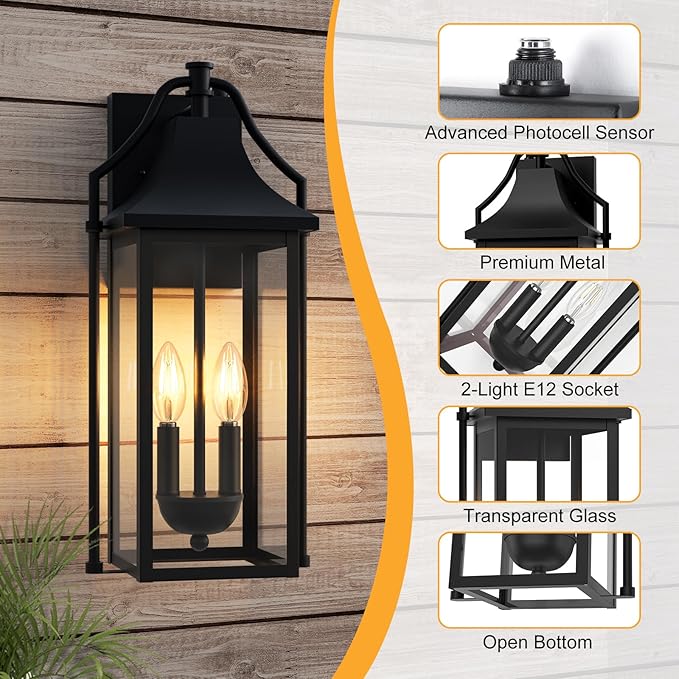  Outdoor Wall Sconce Fixture, Dusk to Dawn Patio Lights Waterproof - Image 7