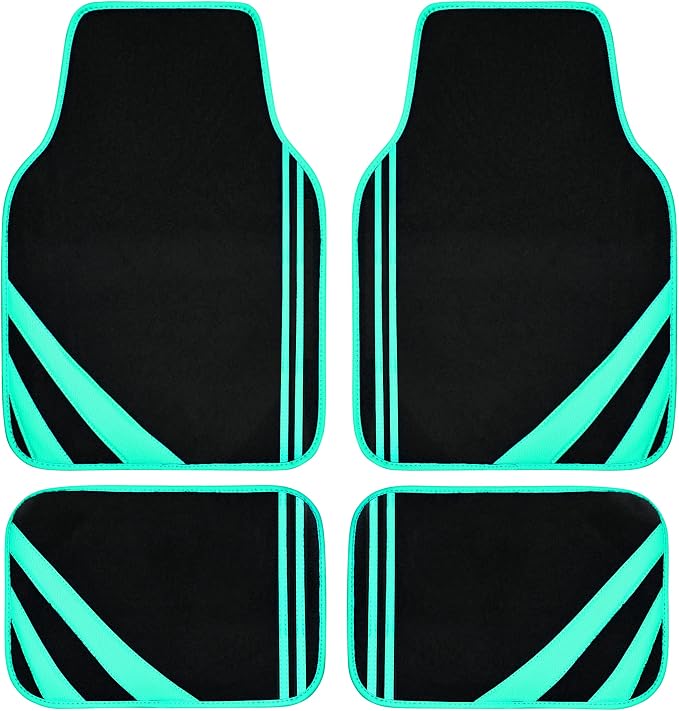 CAR PASS Mint Green Edge Leather Car Floor Mats, Universal Car Mats by CARPASS