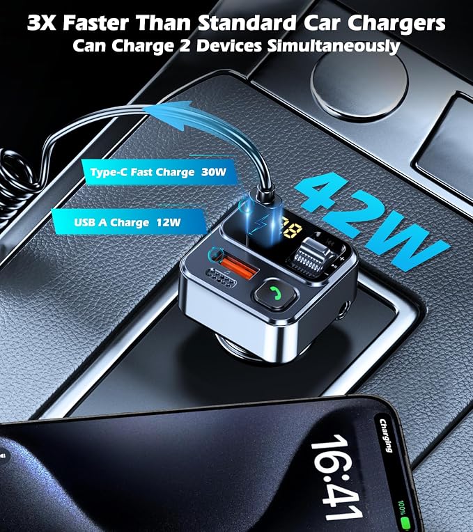KAIY FM Transmitter Bluetooth Car Adapter, Car Radio Bluetooth Transmitter - Image 3