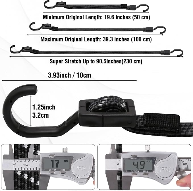 Bungee Cords with Hooks Heavy Duty, Flat Adjustable Bungee Cords with Hooks 40 - Image 4