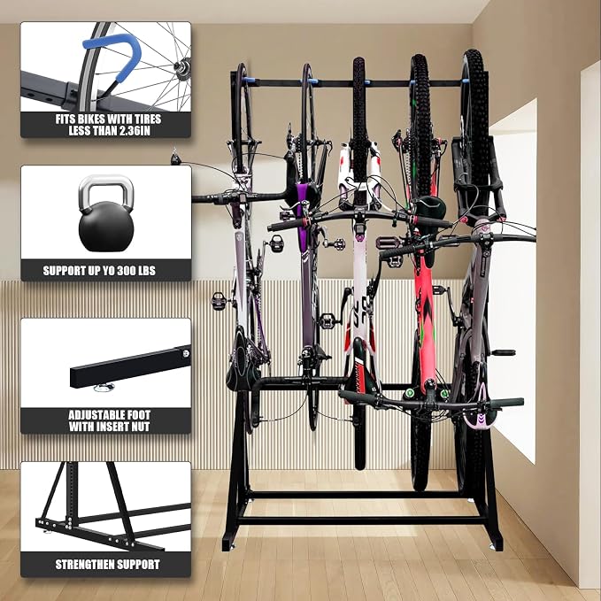 KAXIWEI Freestanding Bike Storage Rack，Vertical Bike Rack - Image 3