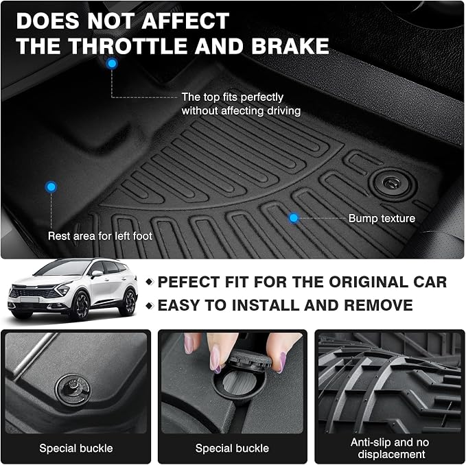 Powerty Floor Mats for 2023-2025 Kia Sportage Hybrid Accessories All Weather - Image 4