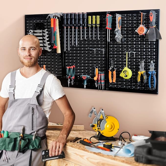 Ultrawall Peg Board Wall Organizer 4 ft. Metal Pegboard Garage Wall Pegboard - Image 6