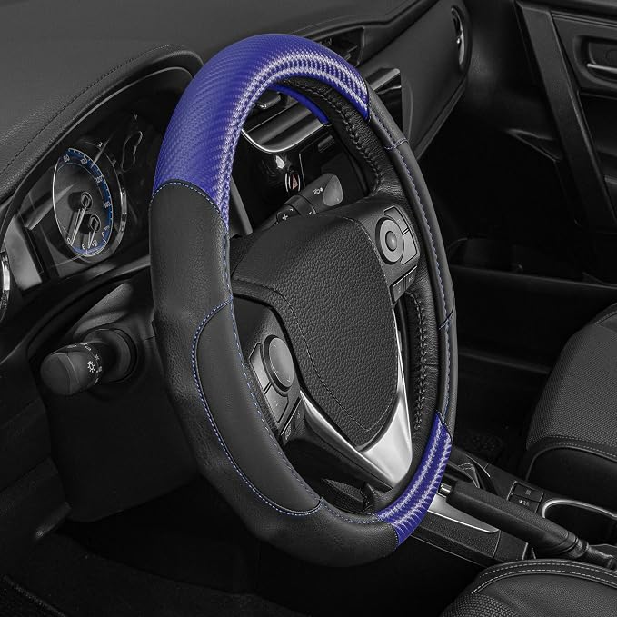 Motor Trend GripDrive Carbon Fiber Steering Wheel Cover, Non-Slip Sporty Racing - Image 5