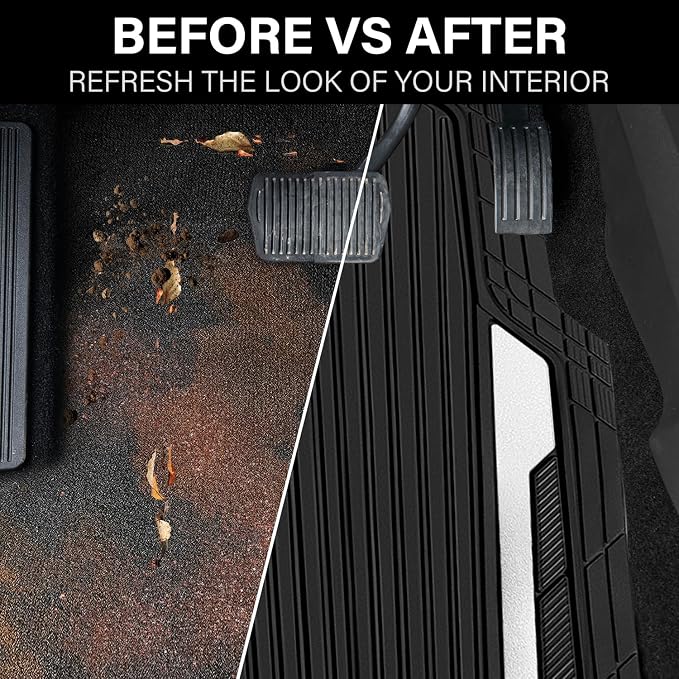 CAR PASS Heavy Duty Rubber Car Mats Metallic, Aluminum Film All Weather Floor - Image 6
