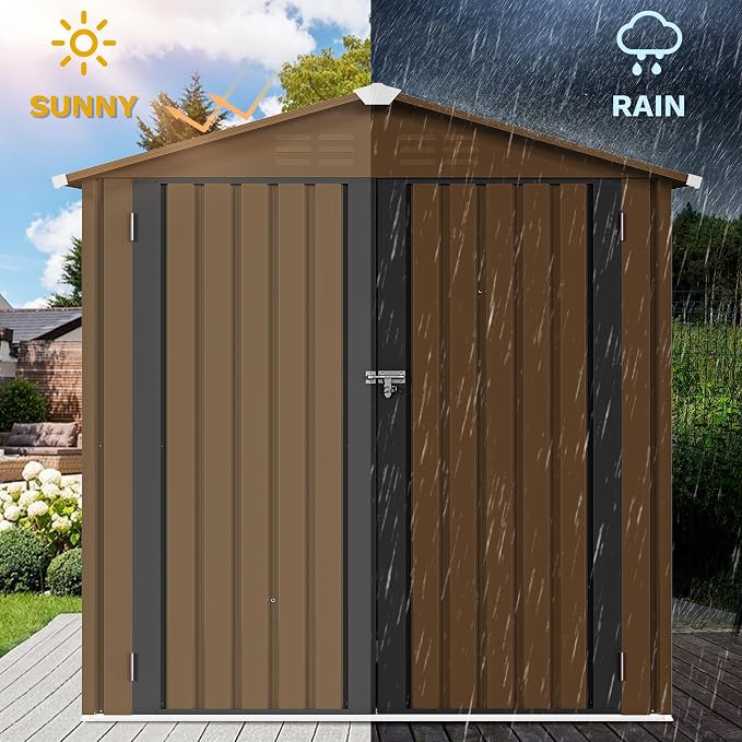 DWVO 6x4ft Storage Shed for Outdoors, Metal Sturdy Weatherproof Tool Locker - Image 2