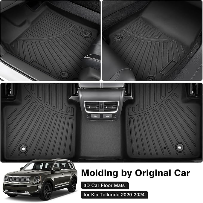 Powerty Floor Mats for 2020-2025 2026 Kia Telluride 7 Seats Accessories All - Image 2