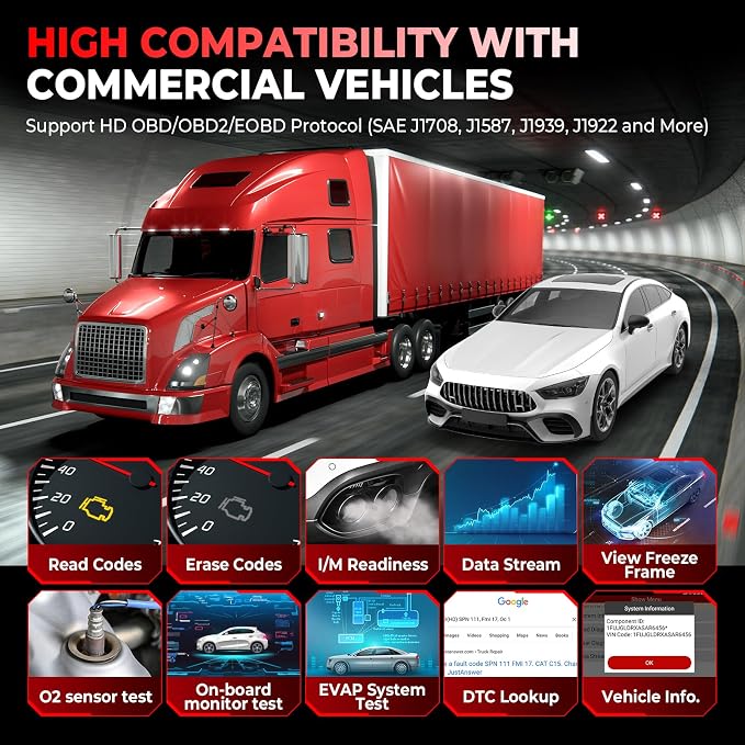 LAUNCH CRP129 HD Heavy Duty Truck Scanner, Full System Diesel Scanner - Image 4