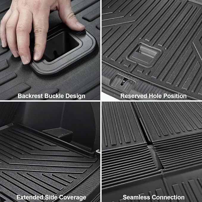 Floor Mats for 2018-2024 2025 Volkswagen VW Atlas 7 Seats, All Weather TPE - Image 8