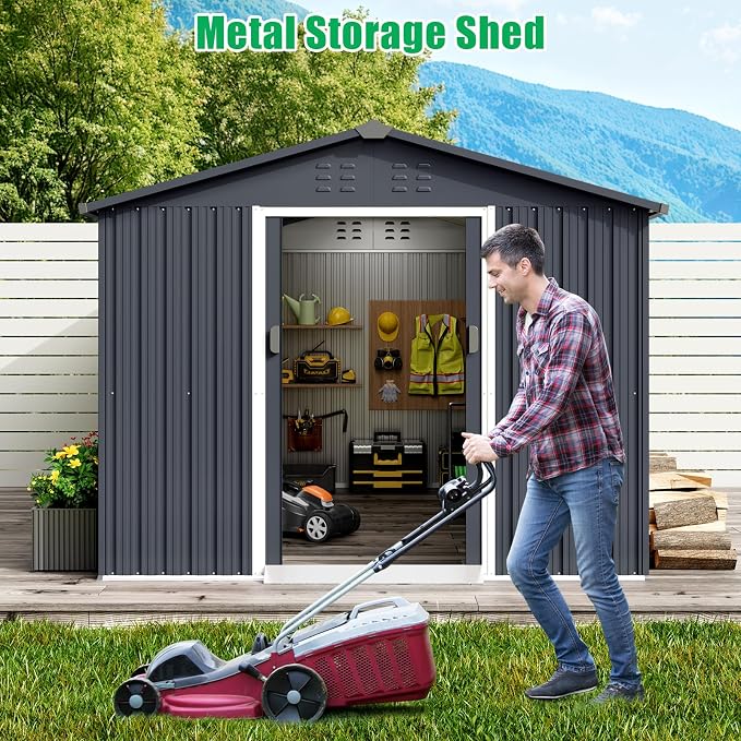 Outdoor Storage Shed 8 x 12 Ft, Outdoor Tool Metal Shed - Image 7