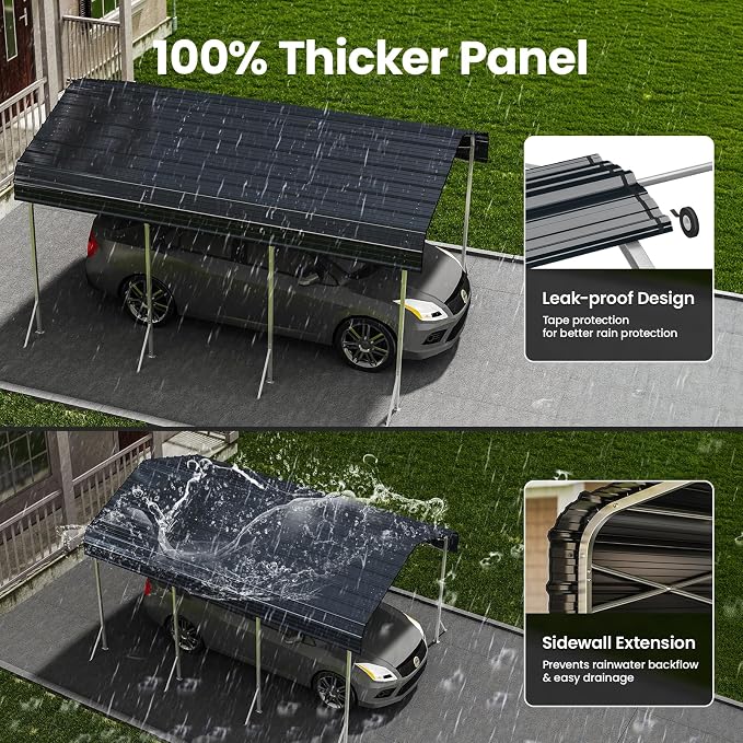 10x15ft Heavy Duty Metal Carport – Outdoor Galvanized Garage, Sturdy Structure - Image 3