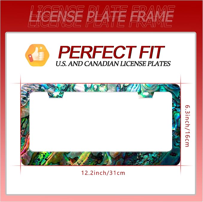 Personalized License Plate Frame Faux Abalone Stainless Steel Accessory Faux - Image 2