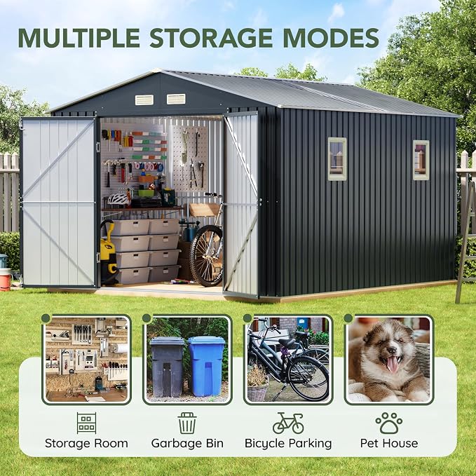 10x12 FT Outdoor Metal Storage Shed - Image 4