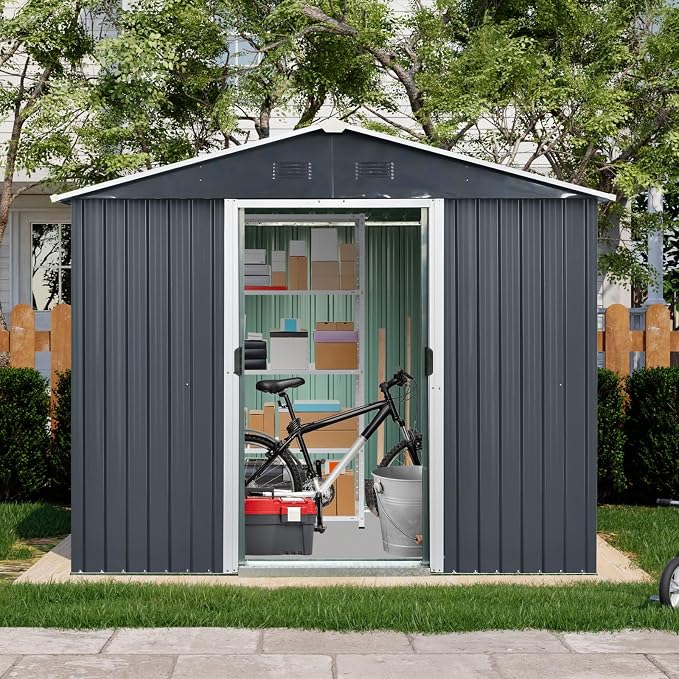 8x4 FT Outdoor Storage Shed, Metal Shed - Image 2