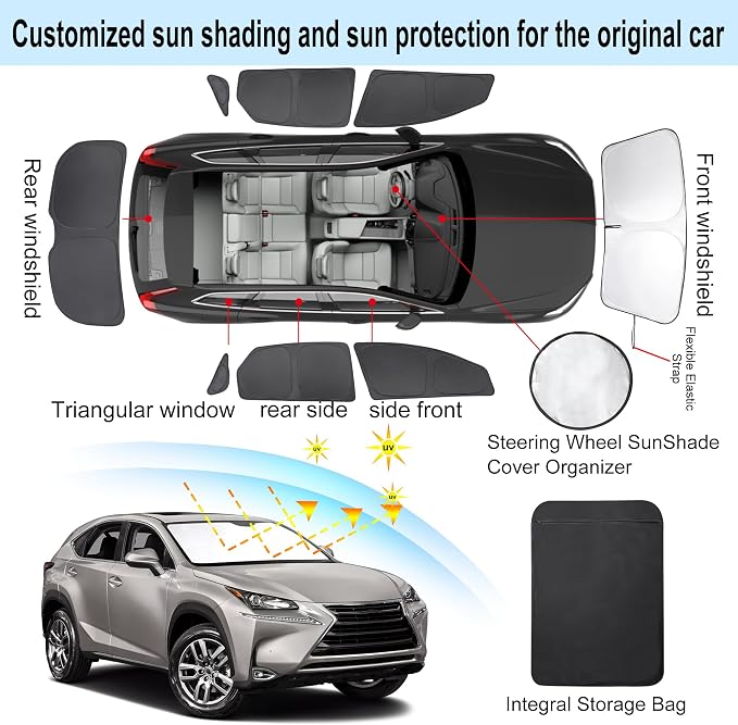 TINGLU Window Shades for Lexus NX300h/NX300/NX200t 2015-2021 Accessories Car - Image 3