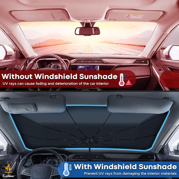 EcoNour Car Umbrella Windshield Sun Shade | Foldable UV Blocker Sun Shade | - Image 2