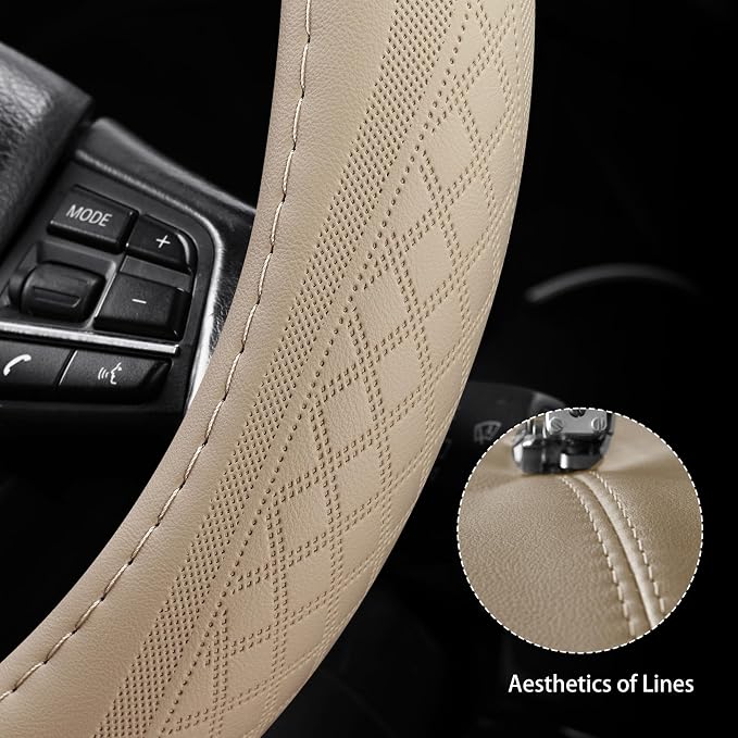 【2025 Model】 Breathable Soft Leather Car Steering Wheel Cover - Image 5