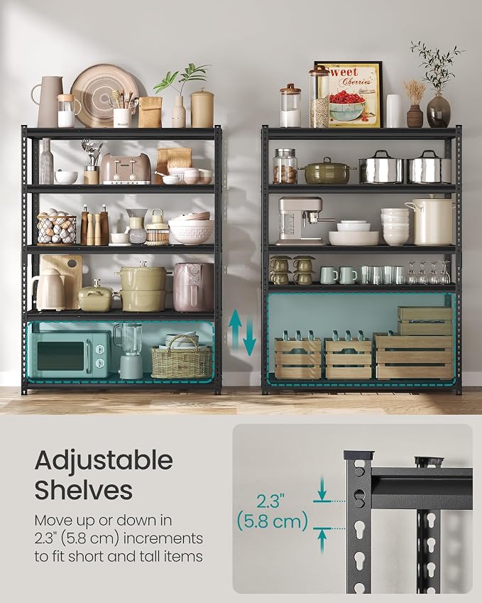 SONGMICS 5-Tier Storage Shelves Set of 3, Heavy-Duty Garage Shelving, - Image 6