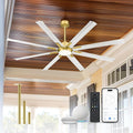 72 Inch White & Gold Ceiling Fan, Smart Ceiling Fan by JAZAVA%E2%80%94Lightingupyourhome