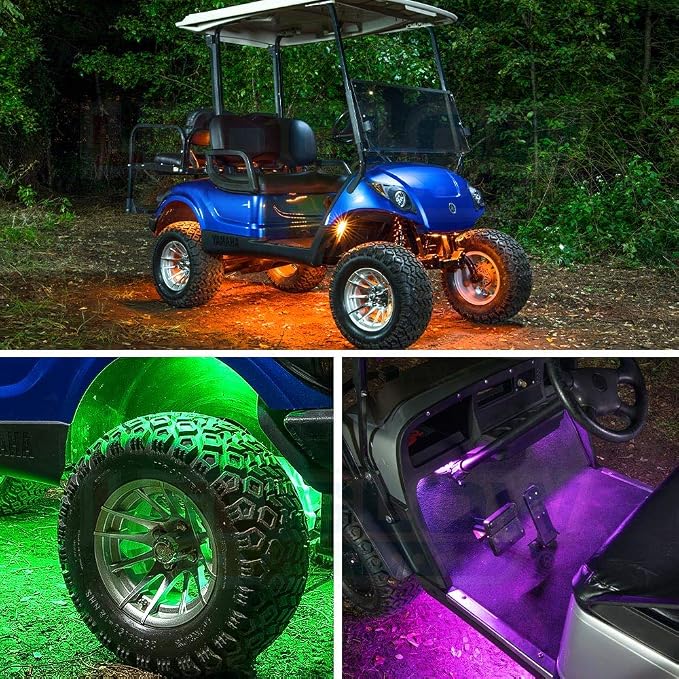 LEDGlow 12pc Million Color LED 4-Seater Golf Cart Underglow Neon Lighting Kit - Image 4