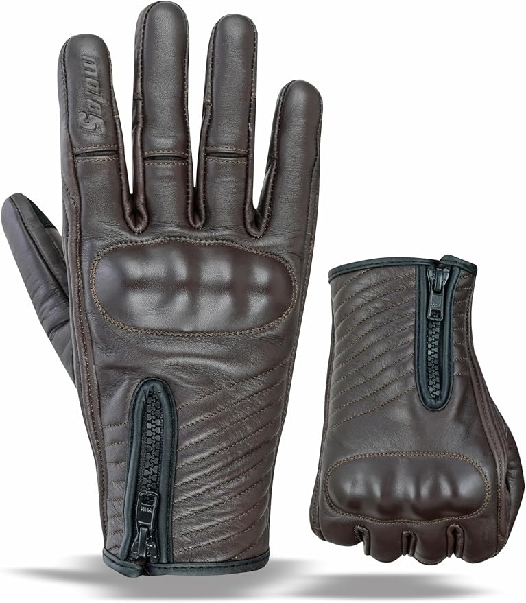 Full Finger Leather Motorcycle Gloves by MOTO5