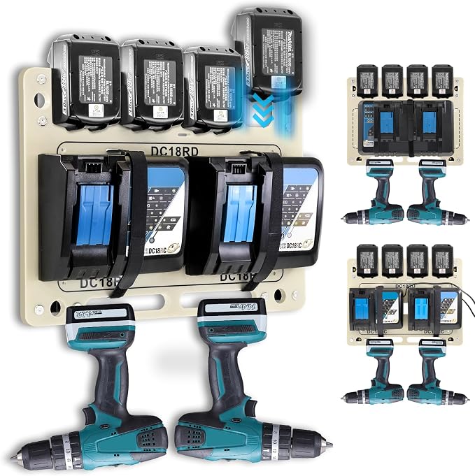 FETESNICE Wall Mount for Makita Battery Holder and DC18RD DC18RC Charger by FETESNICE