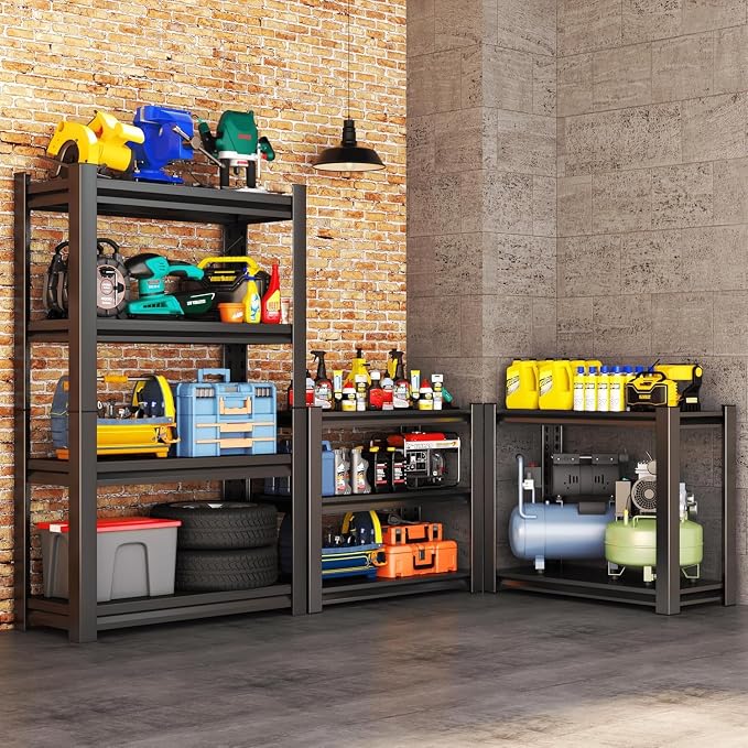 Adjustable 4-Tier Garage Shelving, Heavy Duty Steel Storage Rack, High Load - Image 2