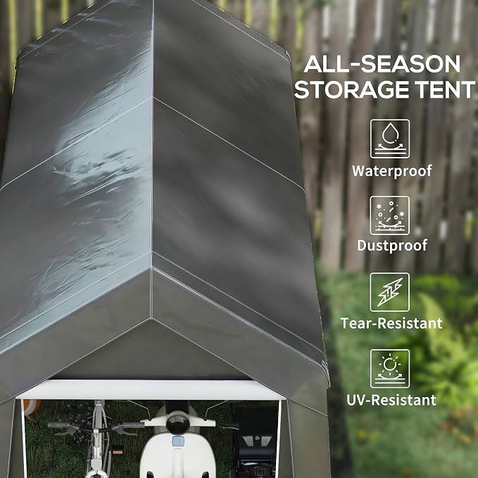 Outsunny 7' x 12' Portable Storage Shed Shelter, Heavy Duty Outdoor Shed - Image 3