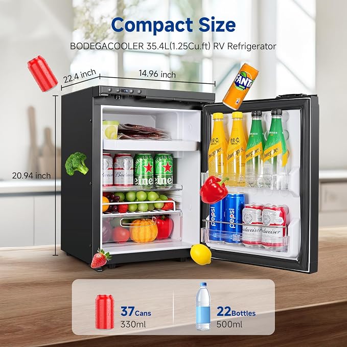 BODEGACOOLER 12 Volt RV Refrigerator, 35.4L RV Fridge - Image 2