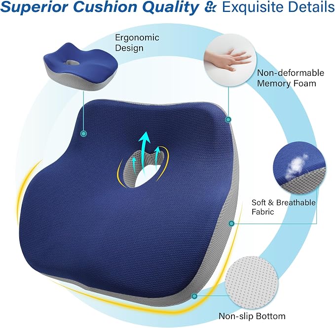 Car Seat Cushion, Ergonomic Memory Foam Car Cushion - Image 8