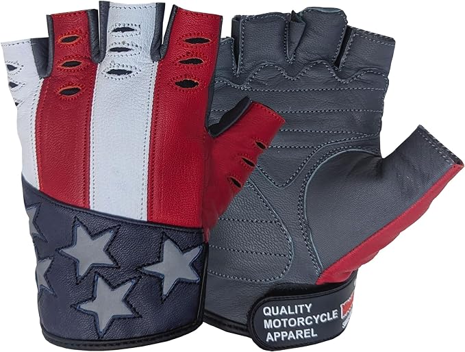 Hugger American Flag Fingerless Leather Gloves by HuggerGloveCompany