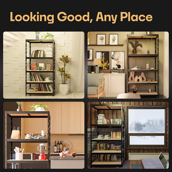 Storage Shelves: 5 Storage Shelves Heavy Duty w/ 2, 750 lb Total Load Capacity - Image 6