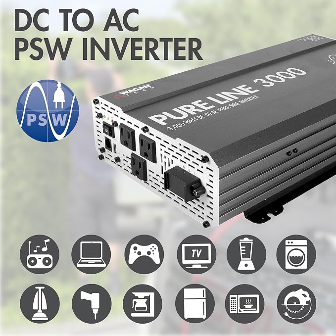 Wagan EL3810 Pure Line 3000 watt Power Inverter 6000 Watt Peak Surge Power DC - Image 3