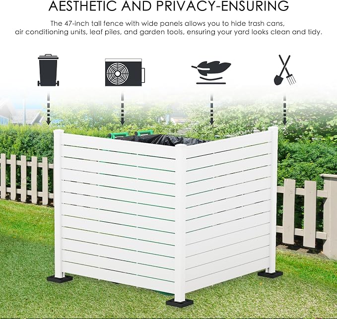 Kozyard 50" W x 48" H Outdoor Privacy Screens Aluminum Post, Air Conditioner - Image 3