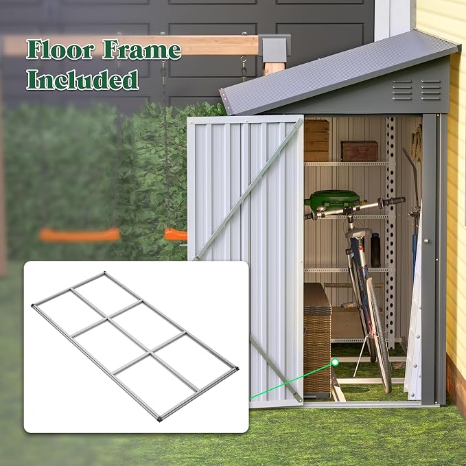 Storage Shed 4 * 8 FT Lean to Shed Metal Sheds & Outdoor Storage Cabinet - Image 6