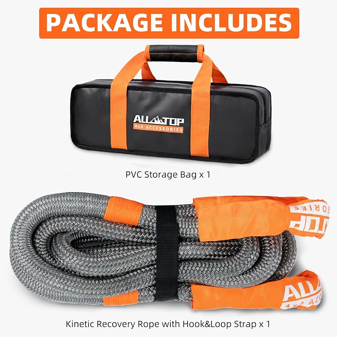 ALL-TOP Kinetic Recovery Rope, 1in x 30ft, Heavy Duty 30+% Elasticity, 16000Lbs - Image 7