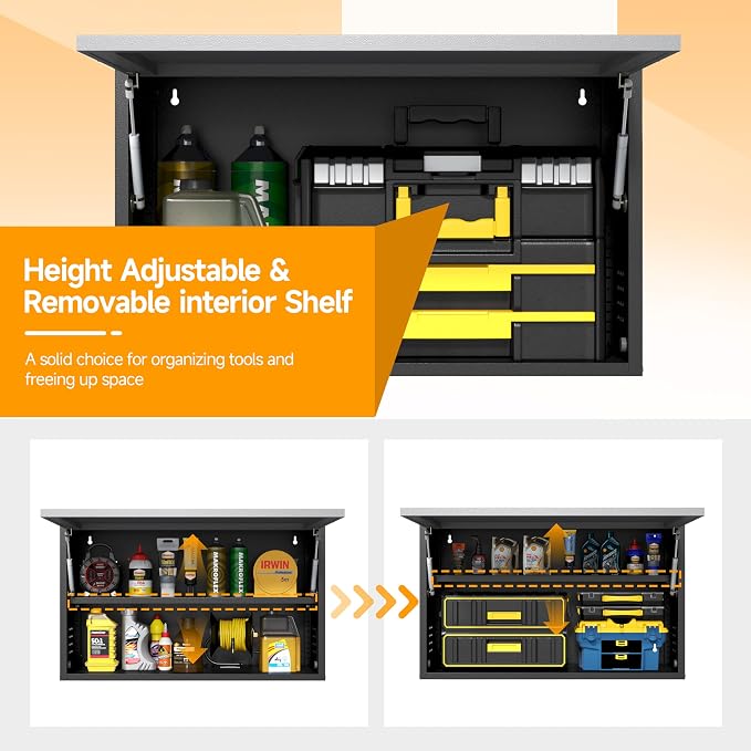 Metal Wall Cabinet with Adjustable Shelves, Doors - Image 4