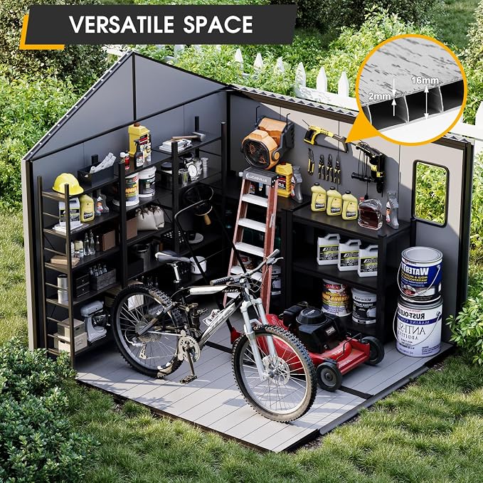 8 x 8 FT Resin Tool Shed, All-Weather Outdoor Storage Shed - Image 4